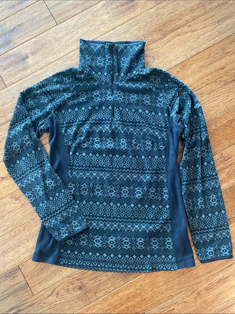 Columbia Teal Patterned Quarter-Zip Turtleneck Fleece